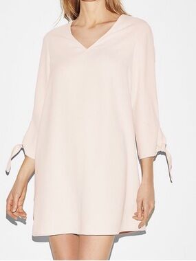 Express Light Pink V-Neck 3/4 Tie-Sleeve Shift Tunic
